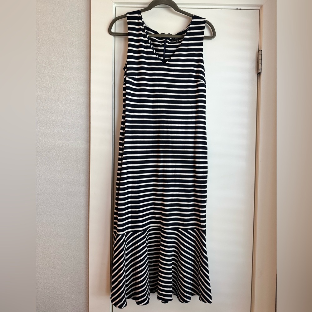 Banana Republic Black and White Striped Midi Dress